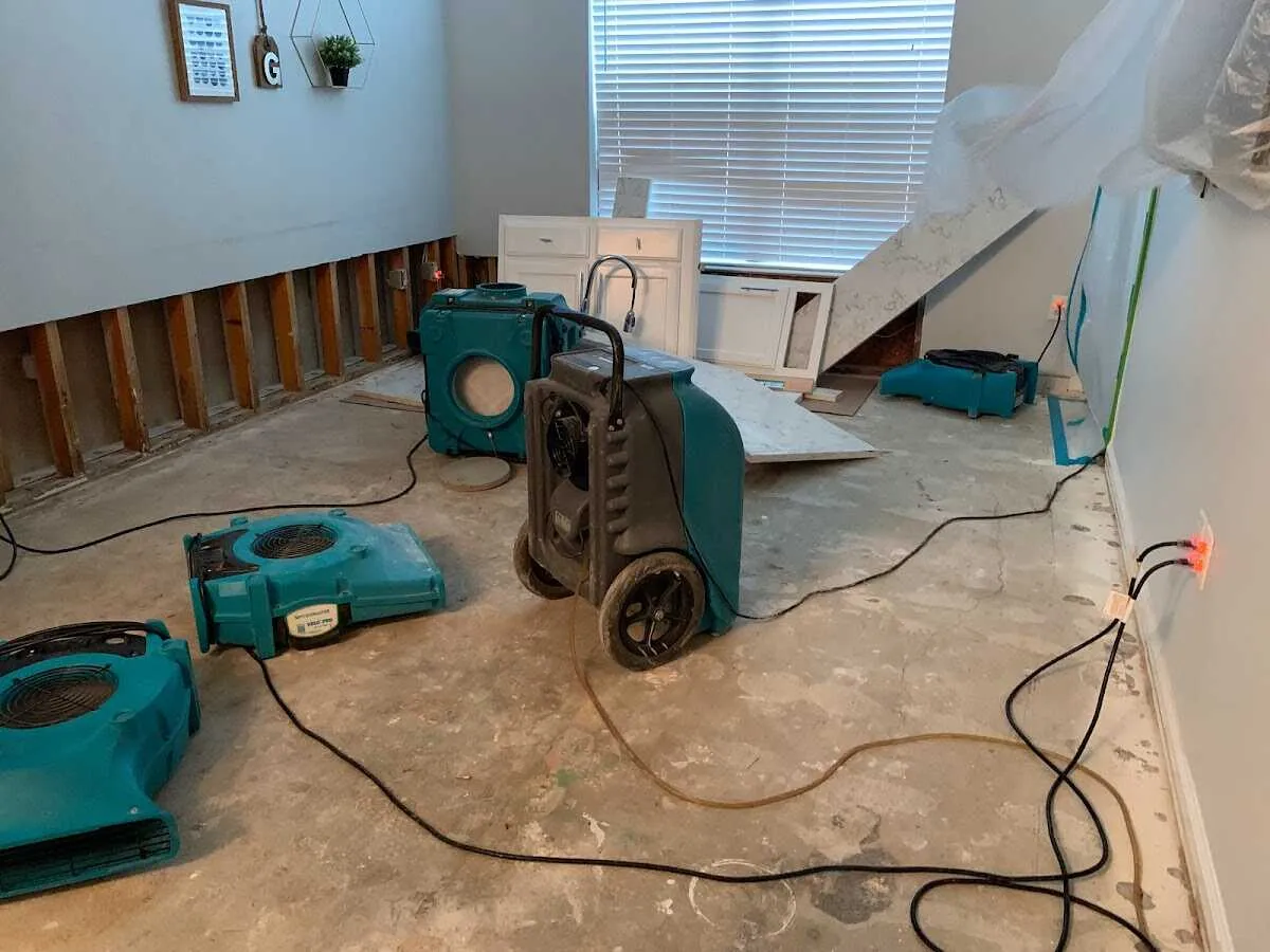 Dehumidifier in flood-cut room for Water Damage Restoration in Hinsdale
